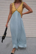 Women's V-Neck Colourblock Midi Dress 22