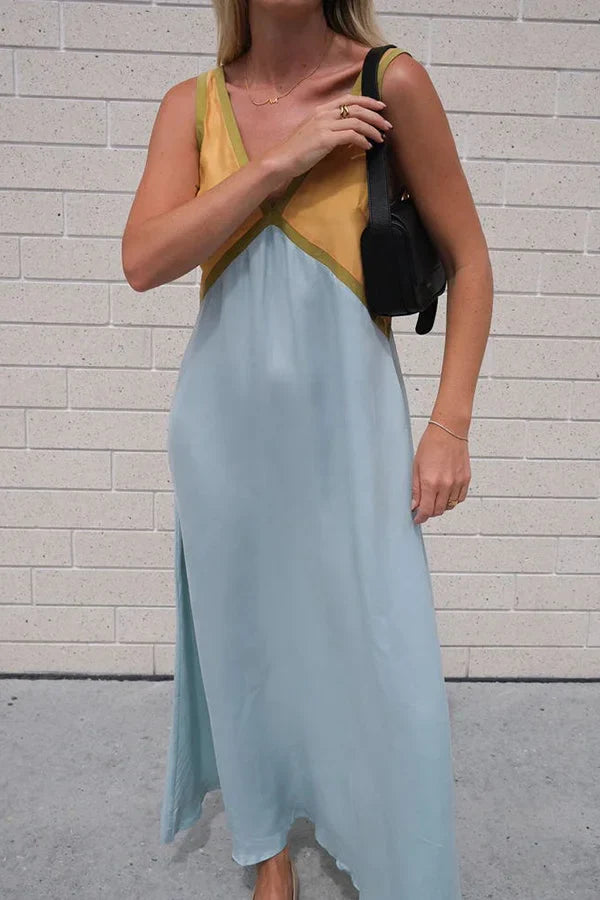 Women's V-Neck Colourblock Midi Dress 23
