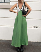 Women's V-Neck Colourblock Midi Dress 4