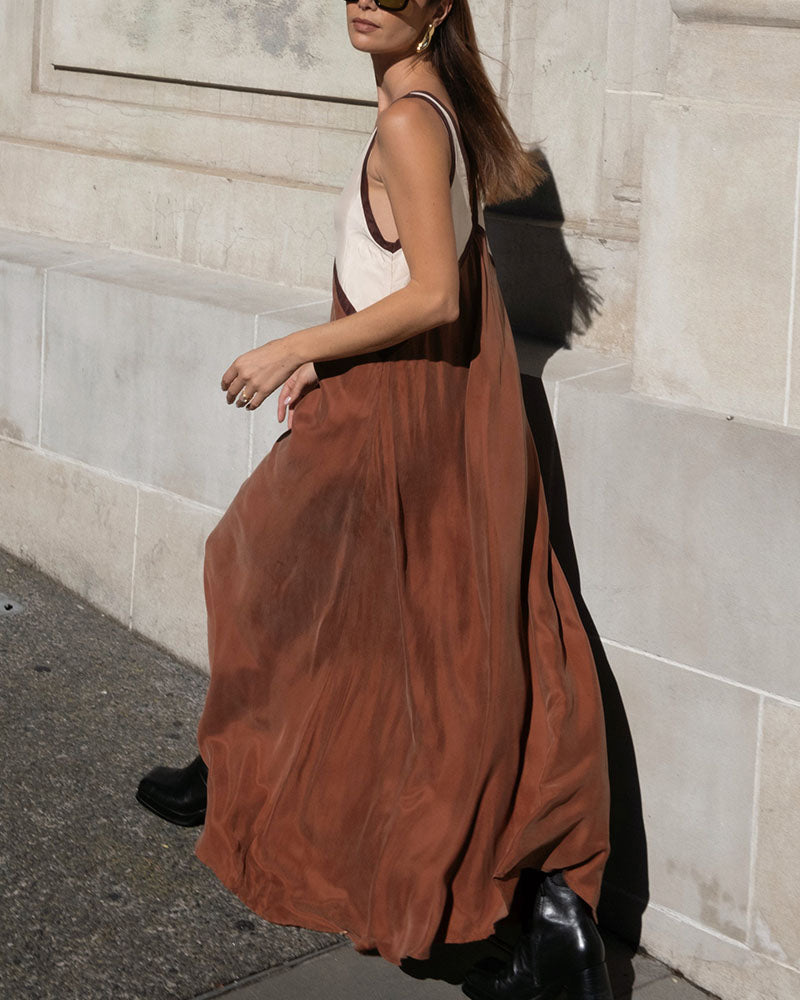 Women's V-Neck Colourblock Midi Dress 6