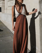 Women's V-Neck Colourblock Midi Dress 7