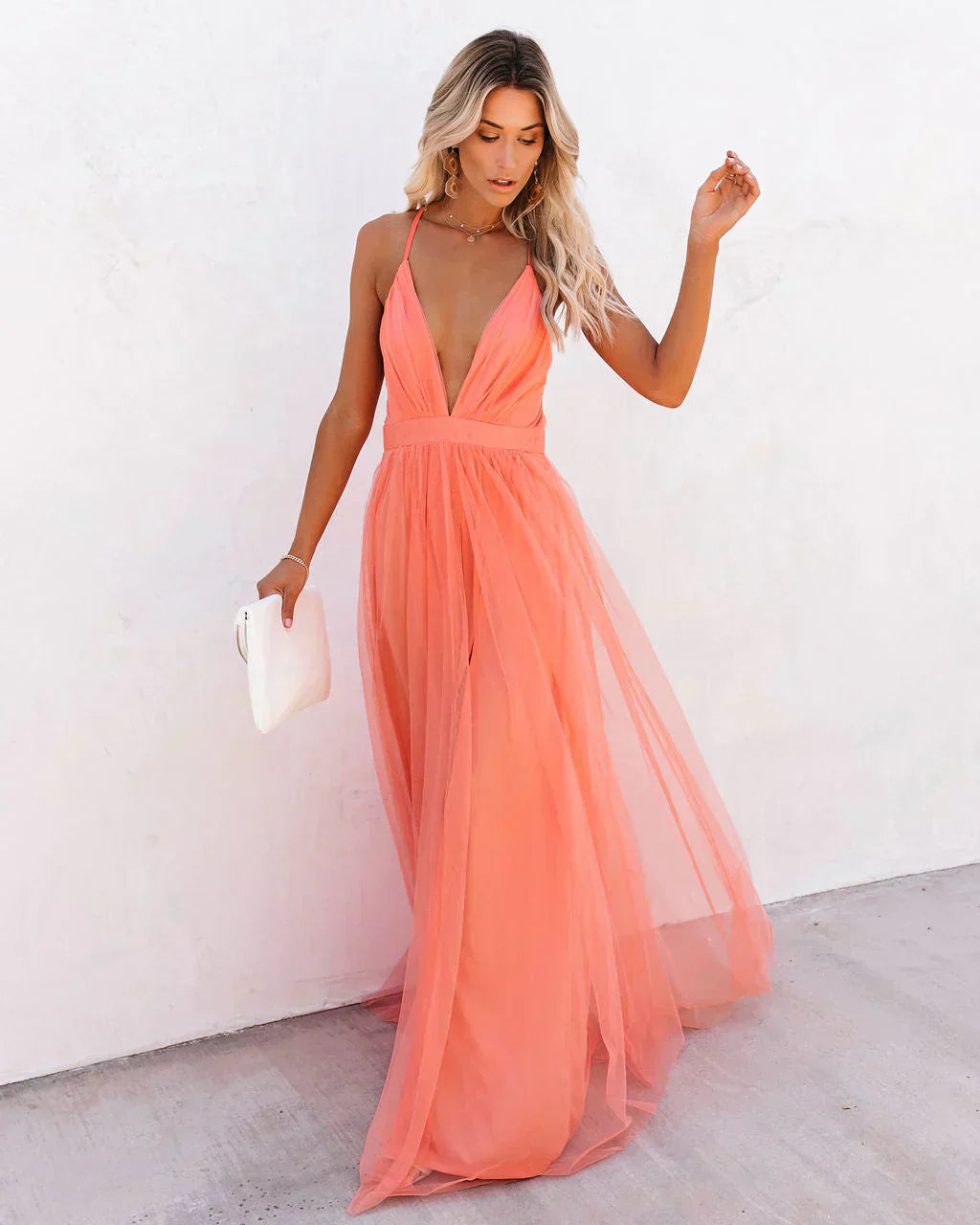 Women's V-Neck Maxi Dress with Cross-Back Straps 3