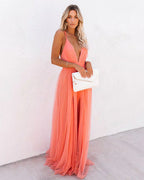 Women's V-Neck Maxi Dress with Cross-Back Straps 4