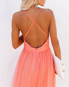 Women's V-Neck Maxi Dress with Cross-Back Straps 5