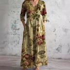 Women's V-Neck Maxi Dress with Floral Print 10
