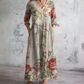 Women's V-Neck Maxi Dress with Floral Print 2
