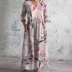 Women's V-Neck Maxi Dress with Floral Print 4