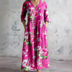 Women's V-Neck Maxi Dress with Floral Print 5