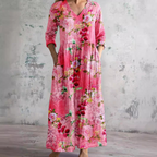 Women's V-Neck Maxi Dress with Floral Print 6