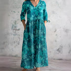 Women's V-Neck Maxi Dress with Floral Print 7