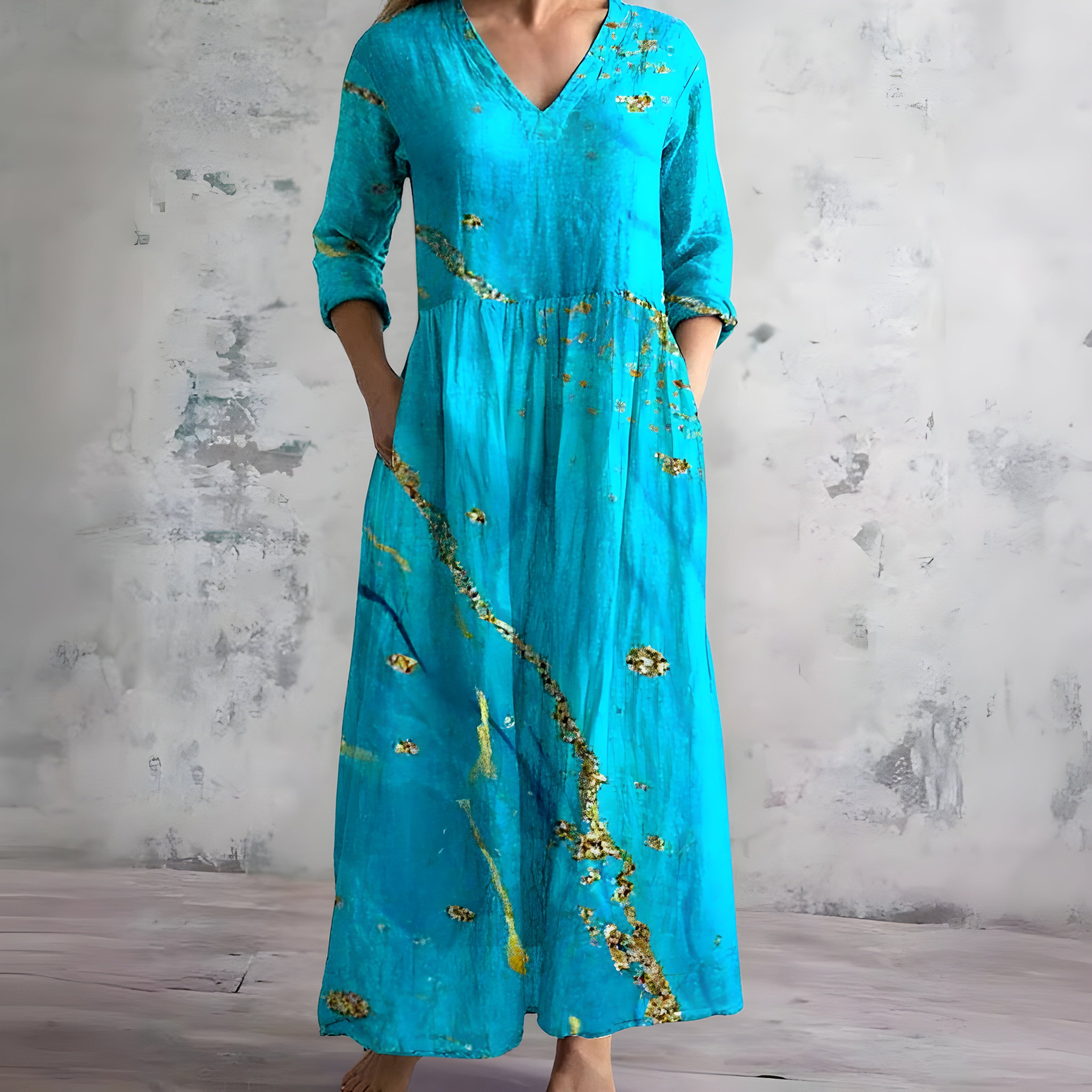 Women's V-Neck Maxi Dress with Floral Print 8