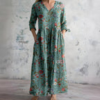 Women's V-Neck Maxi Dress with Floral Print 9