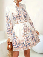 Women's V-Neck Maxi Dress with Long Sleeves and Floral Print 1