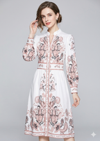 Women's V-Neck Maxi Dress with Long Sleeves and Floral Print 2