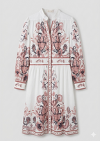 Women's V-Neck Maxi Dress with Long Sleeves and Floral Print 4