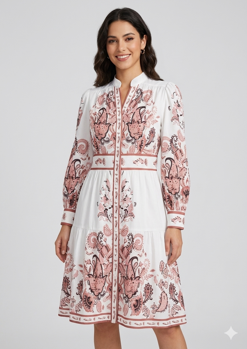 Women's V-Neck Maxi Dress with Long Sleeves and Floral Print 5