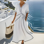Women's V-Neck Maxi Dress with Waist Detail 4