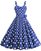 Women's V-Neck Midi Dress with Polka Dot Print and High Waist 2