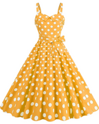 Women's V-Neck Midi Dress with Polka Dot Print and High Waist 3