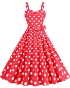 Women's V-Neck Midi Dress with Polka Dot Print and High Waist 5