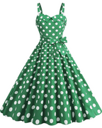 Women's V-Neck Midi Dress with Polka Dot Print and High Waist 6