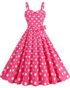 Women's V-Neck Midi Dress with Polka Dot Print and High Waist 8