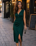 Women's V-Neck Sleeveless Midi Dress with Fitted Cut 1
