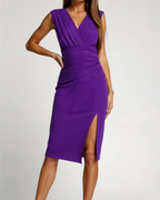 Women's V-Neck Sleeveless Midi Dress with Fitted Cut 5