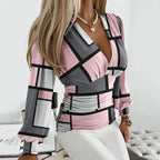 Women's V-Neck Top with Ruched Waist and Balloon Sleeves 10