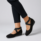 Women's Wedge Flats with Cross-Strap Closure and Cushioned Insole 1