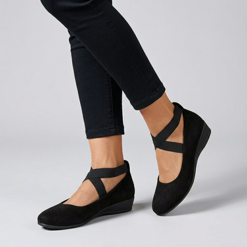 Women's Wedge Flats with Cross-Strap Closure and Cushioned Insole 1