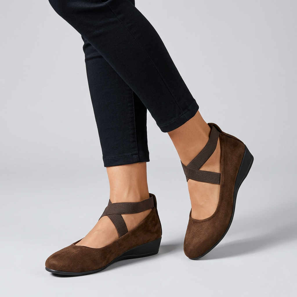 Women's Wedge Flats with Cross-Strap Closure and Cushioned Insole 2
