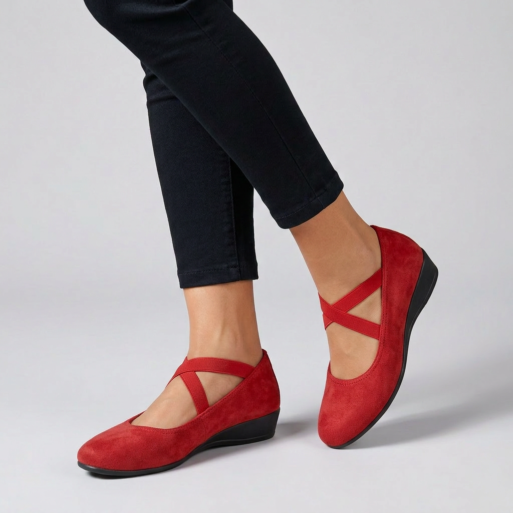 Women's Wedge Flats with Cross-Strap Closure and Cushioned Insole 3