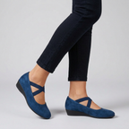 Women's Wedge Flats with Cross-Strap Closure and Cushioned Insole 4