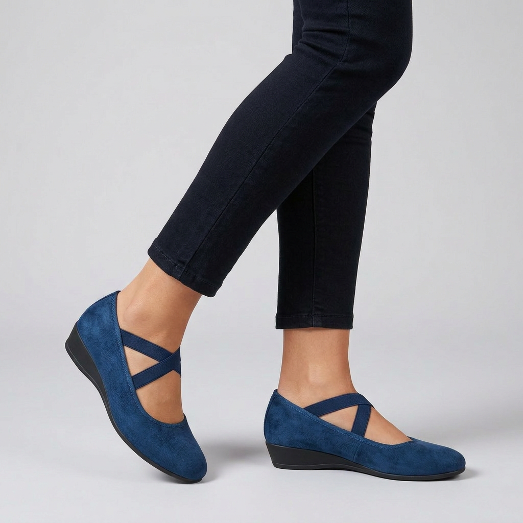 Women's Wedge Flats with Cross-Strap Closure and Cushioned Insole 4