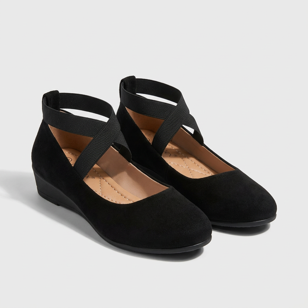 Women's Wedge Flats with Cross-Strap Closure and Cushioned Insole 6