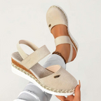 Women's Wedge Sandals with Elastic Ankle Strap and Rope Sole 1