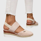 Women's Wedge Sandals with Elastic Ankle Strap and Rope Sole 2