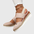 Women's Wedge Sandals with Elastic Ankle Strap and Rope Sole 3