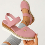 Women's Wedge Sandals with Elastic Ankle Strap and Rope Sole 5
