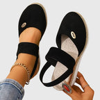 Women's Wedge Sandals with Elastic Ankle Strap and Rope Sole 8