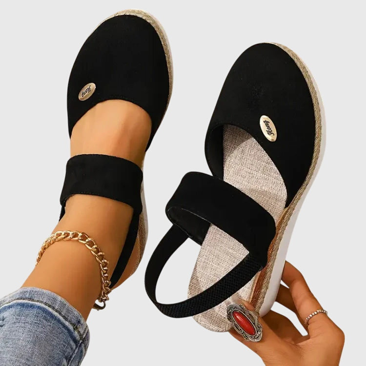 Women's Wedge Sandals with Elastic Ankle Strap and Rope Sole 8