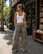Women's Wide Leg Camouflage Cargo Pants with Multiple Pockets 2