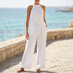 Women's Wide-Leg Full-Length Jumpsuit with Drawstring Waist and Pockets 2