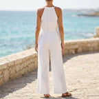 Women's Wide-Leg Full-Length Jumpsuit with Drawstring Waist and Pockets 3