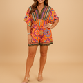 Women's Wide Leg Jumpsuit with Batwing Sleeves and Pleated Waist 1