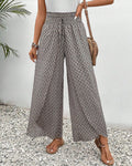 Women's Wide Leg Printed Pants with Elastic Waistband 1