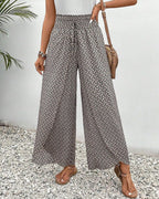 Women's Wide Leg Printed Pants with Elastic Waistband 1
