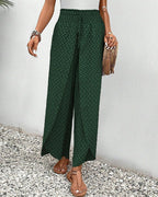 Women's Wide Leg Printed Pants with Elastic Waistband 10