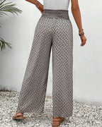 Women's Wide Leg Printed Pants with Elastic Waistband 2